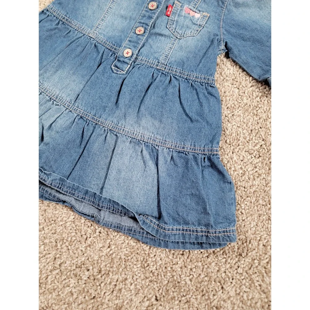 Levi's 6-9 Months Baby Girl Denim Dress Western Chambray Vintage Y2K Pocket CUTE